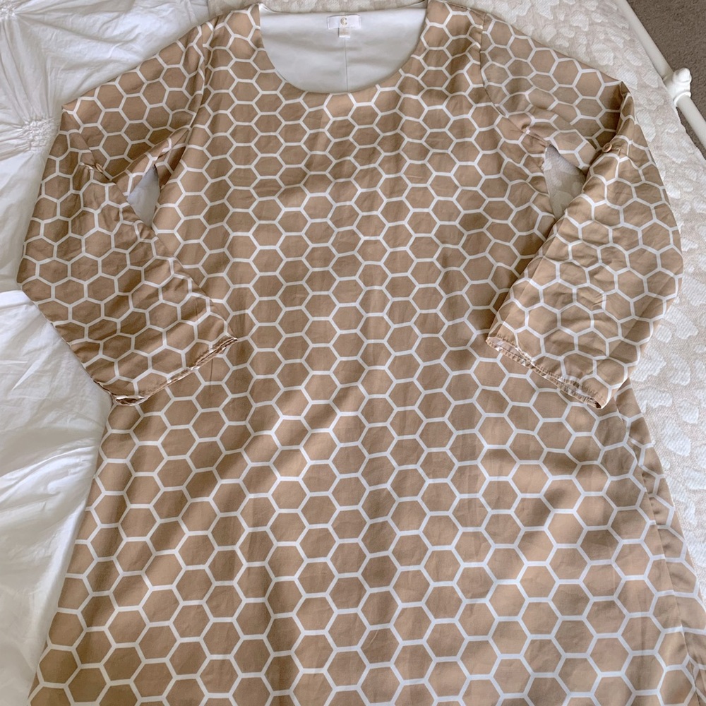 Geo Print Beige Dress